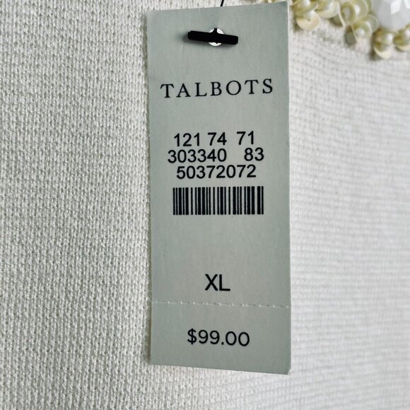 NWT Silk & Cotton Blend Embellished Shell Tank Cream Talbots Women XL Old Money - Picture 5 of 13